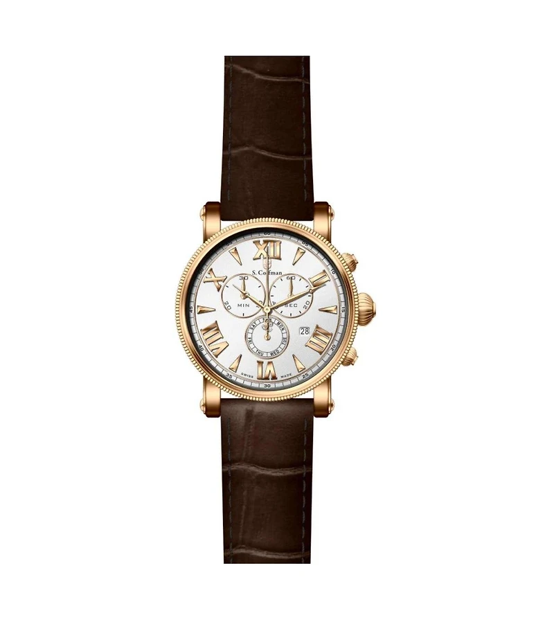Invicta S.Coifman Men's Heritage Chronograph Dial Leather Strap Watch 43mm