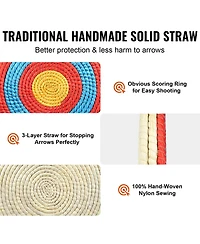 Sevorley Traditional Straw Archery Target, 20-Inch 3-Layer Round Target with Carry Rope
