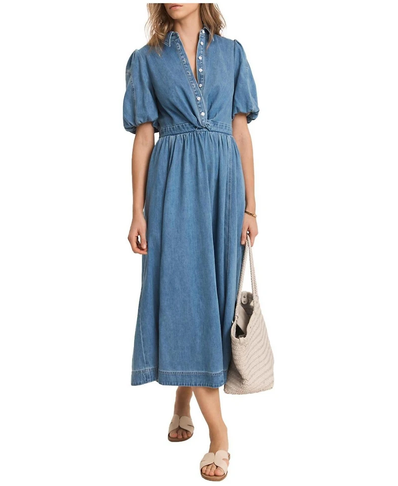 Mint Velvet Women's Denim Twist Midi Dress