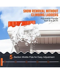 Vevor Snow Rake 25'' Abs Blade Snow Removal Tool 21ft Aluminium Roof Shovel