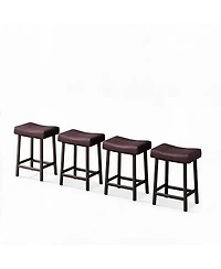 gaomon Set of 4 Saddle Bar Stools, 24" Counter Height Upholstered Padded Seat, Curved Backless Design for Kitchen Island or Home Bar