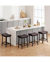 gaomon Set of 4 Saddle Bar Stools, 24" Counter Height Upholstered Padded Seat, Curved Backless Design for Kitchen Island or Home Bar