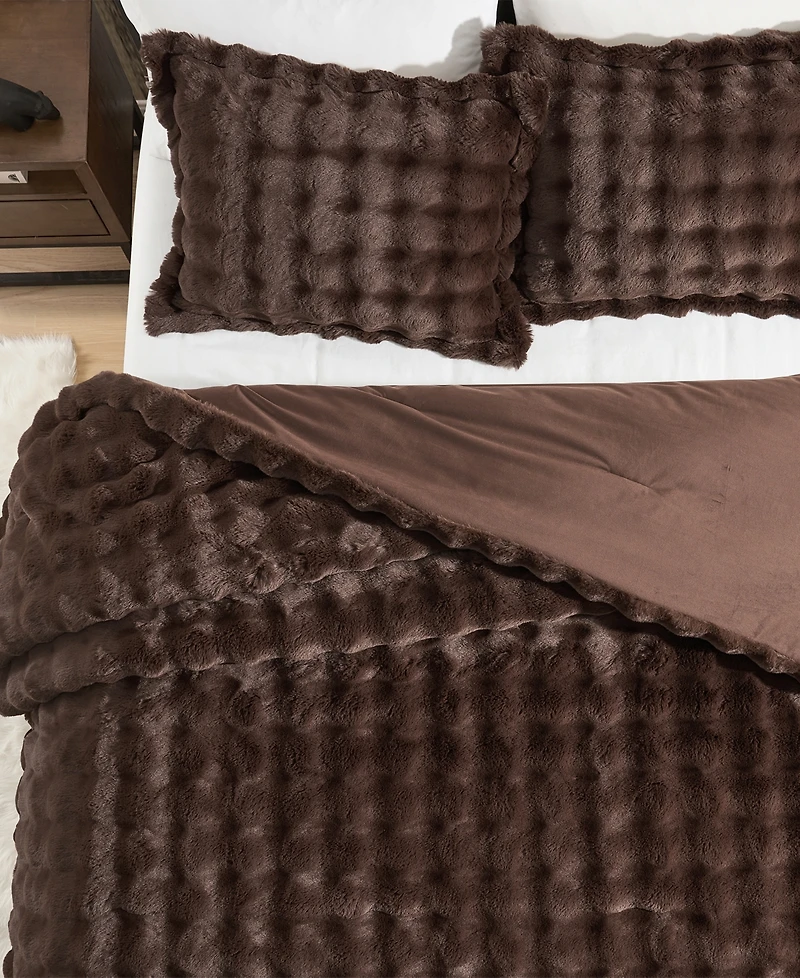 Alpine Cabin Bubble Faux Fur 3-Piece Comforter Set