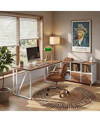 Tribesigns 63" L-Shaped Desk with Mobile File Cabinet