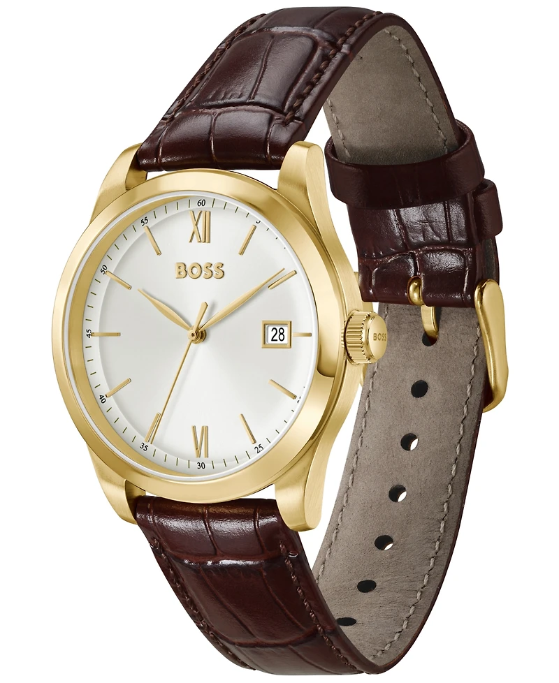 Hugo Boss Men's Langford Quartz Brown Leather Watch 39mm