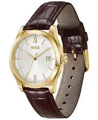 Hugo Boss Men's Langford Quartz Brown Leather Watch 39mm