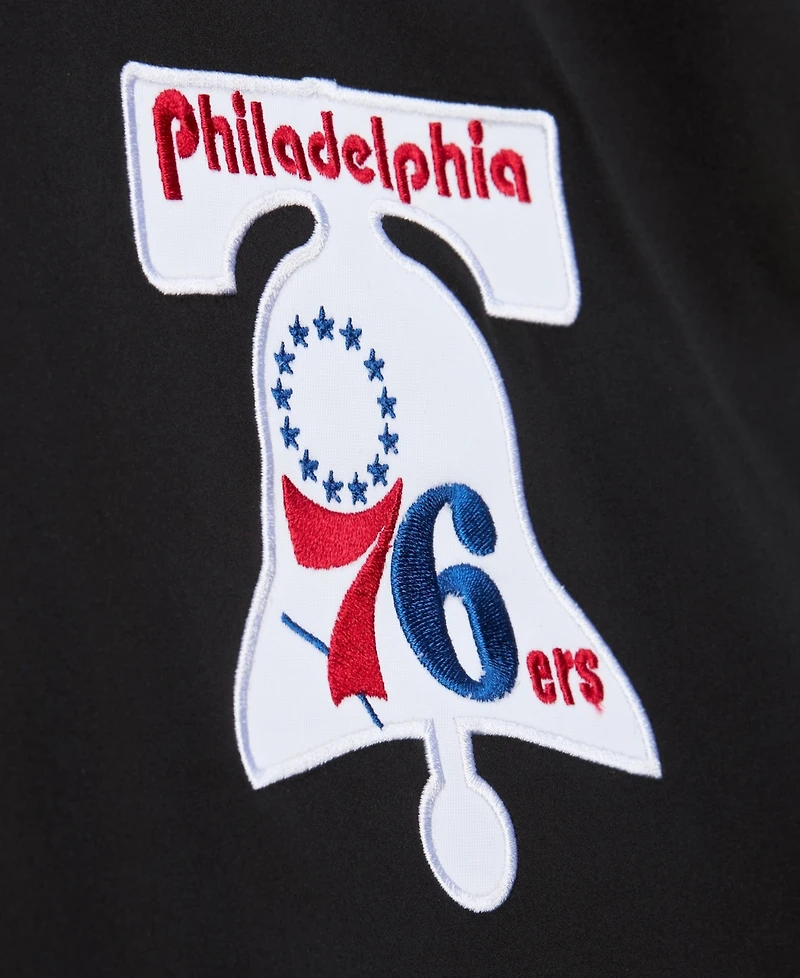 Mitchell & Ness Men's Black Philadelphia 76ers Hardwood Classics Blackout Collection Satin Full-Zip Jacket