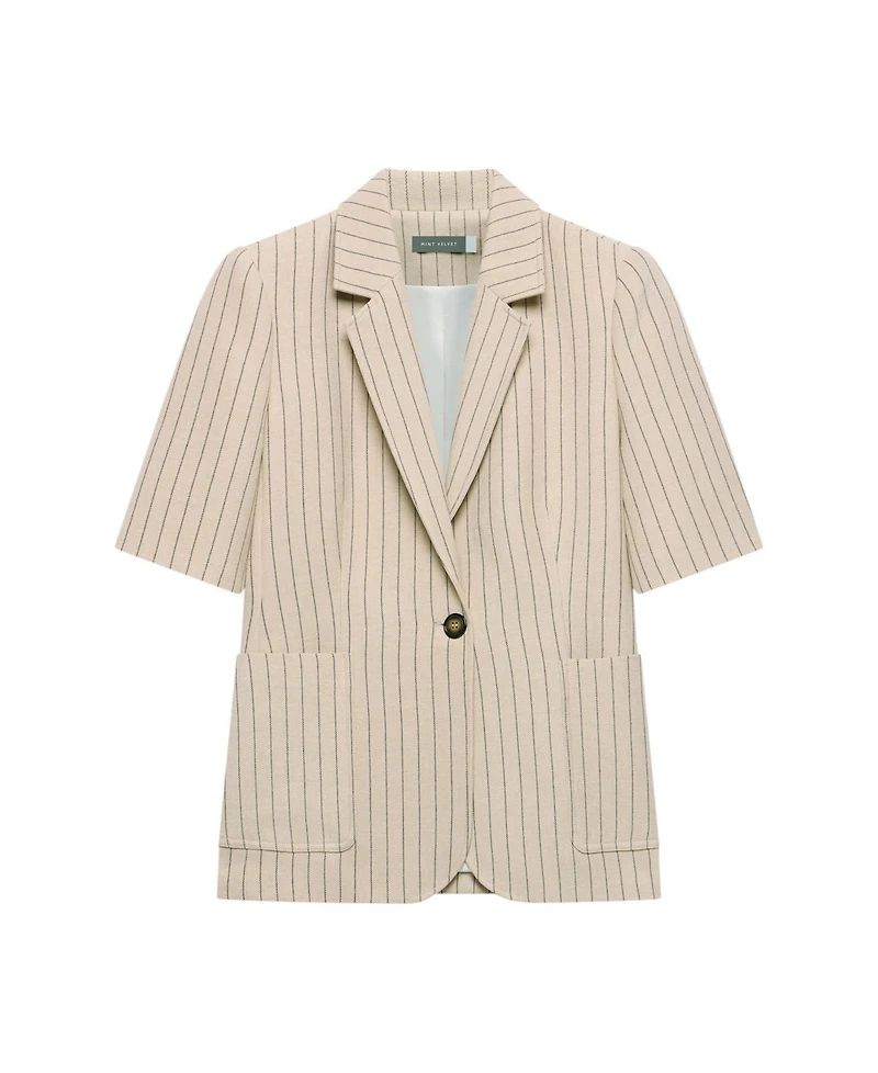 Mint Velvet Women's Pin Stripe Short Sleeve Blazer