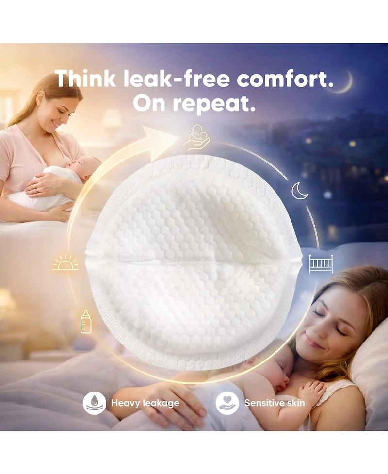 KeaBabies Women's Comfy Dry Disposable Nursing Pads, Breast Pads for Leaking Milk, Stay Dry, Soft, Absorbent Breastfeeding
