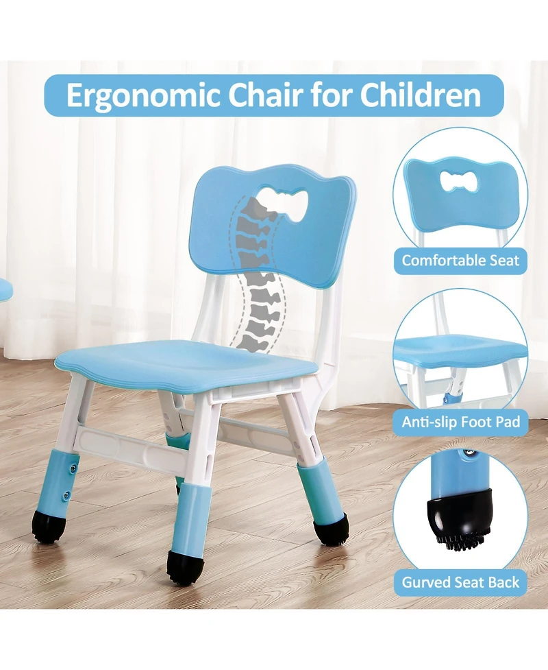homfan Kids Table and 4 Chairs Set, 5-Piece Height Adjustable Toddler Activity Play Table Set, Non-Slip Feet, Graffiti Desktop for Classroom, Home
