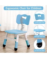 homfan Kids Table and 4 Chairs Set, 5-Piece Height Adjustable Toddler Activity Play Table Set, Non-Slip Feet, Graffiti Desktop for Classroom, Home