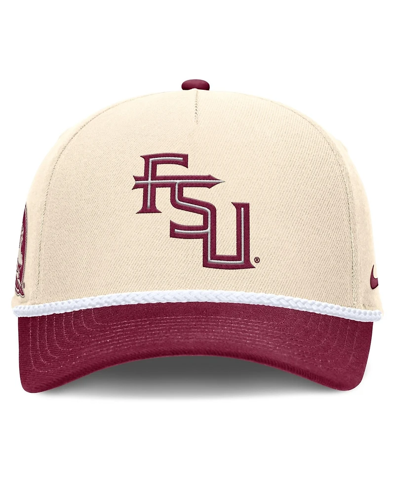Men's and Women's Nike Natural Florida State Seminoles 2026 Primetime Natural 5-Panel Rope 2-Tone Rise Hat