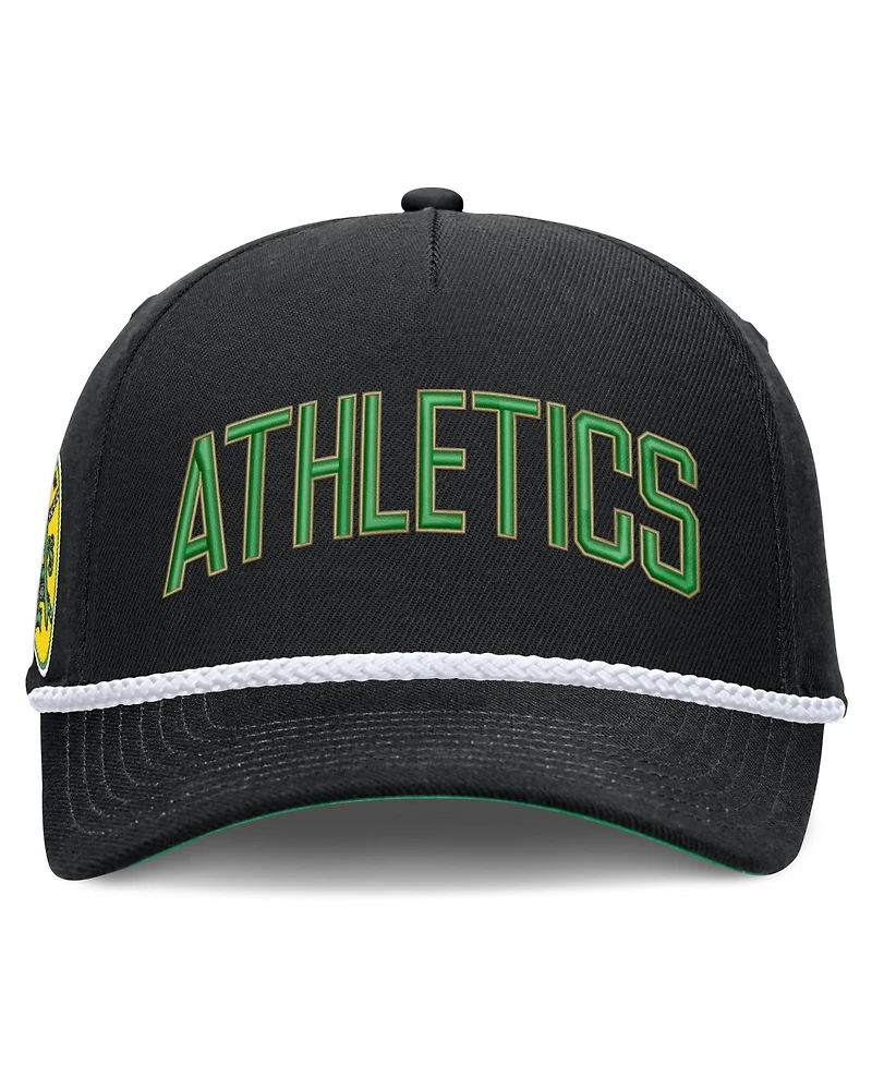 Men's Nike Black Oakland Athletics Cooperstown Collection Rise Adjustable Hat
