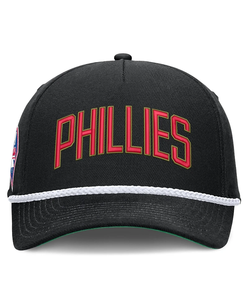 Men's Nike Black Philadelphia Phillies Cooperstown Collection Rise Adjustable Hat