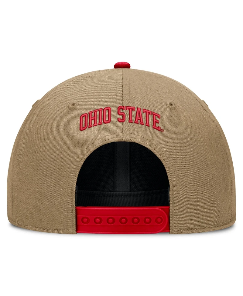 Men's and Women's Nike Beige/Scarlet Ohio State Buckeyes Primetime Rise Dri-fit Adjustable Hat