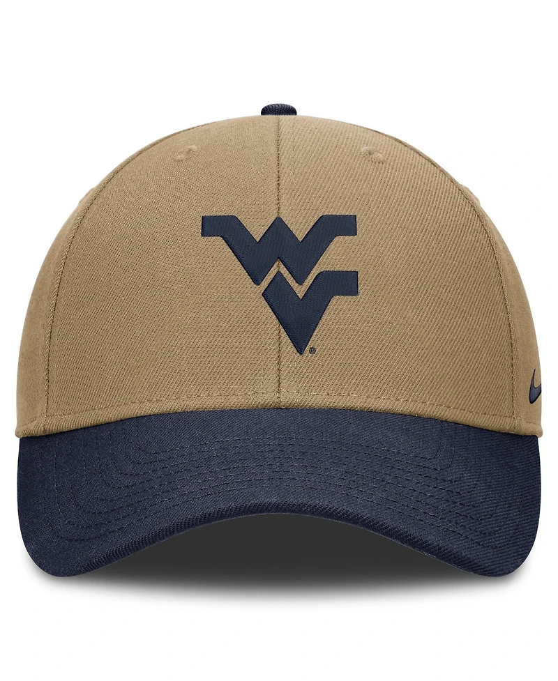 Men's and Women's Nike Beige/Navy West Virginia Mountaineers Primetime Rise Dri-fit Adjustable Hat