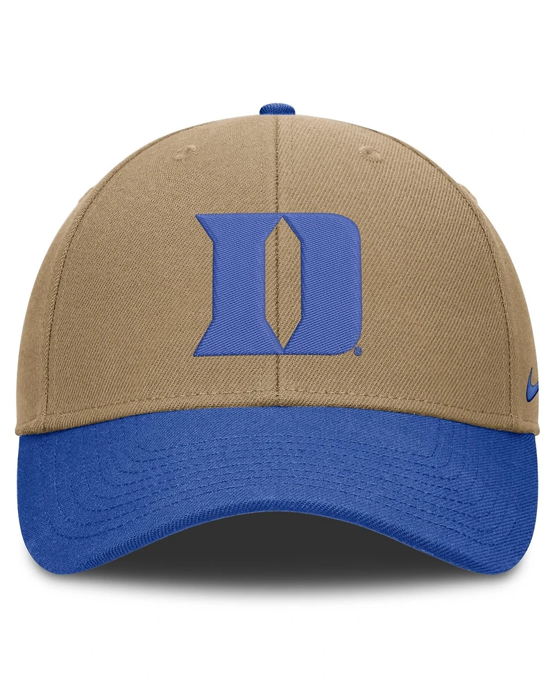 Men's and Women's Nike Beige/Royal Duke Blue Devils Primetime Rise Dri-fit Adjustable Hat