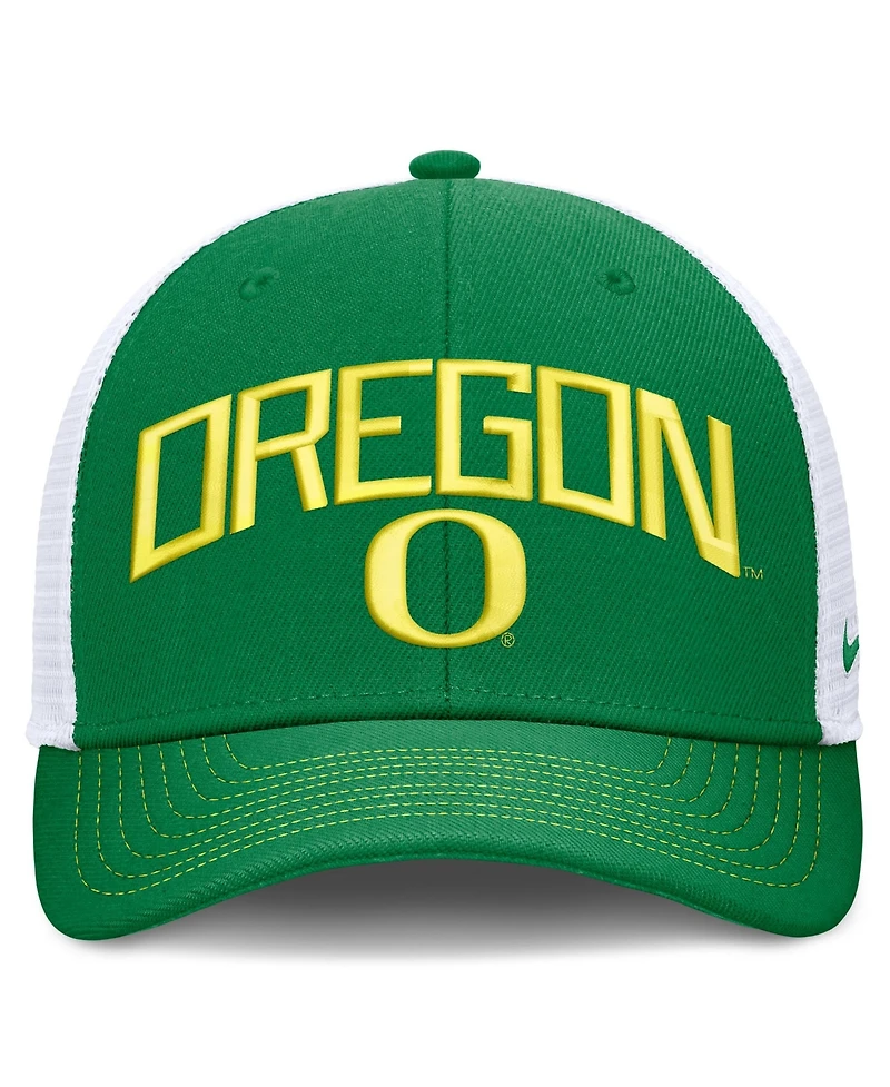 Nike Men's and Women's Green/White Oregon Ducks Primetime Arched Trucker Adjustable Hat