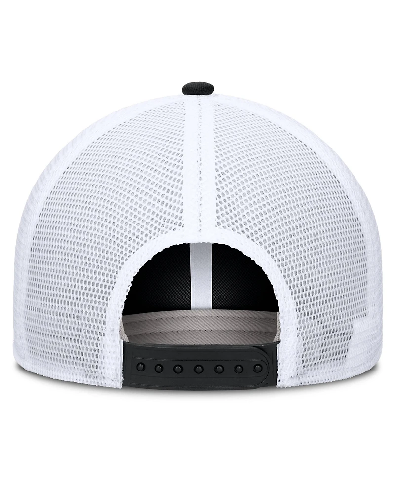Nike Men's and Women's Black/White Iowa Hawkeyes Primetime Arched Trucker Adjustable Hat