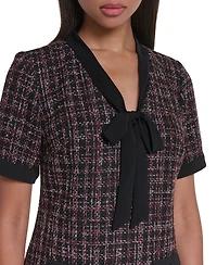 Karl Lagerfeld Paris Women's Tweed A-Line V-Neck Dress