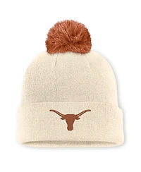 Men's and Women's Nike Natural Texas Longhorns Campus Prep Script Cuffed Knit Hat with Pom