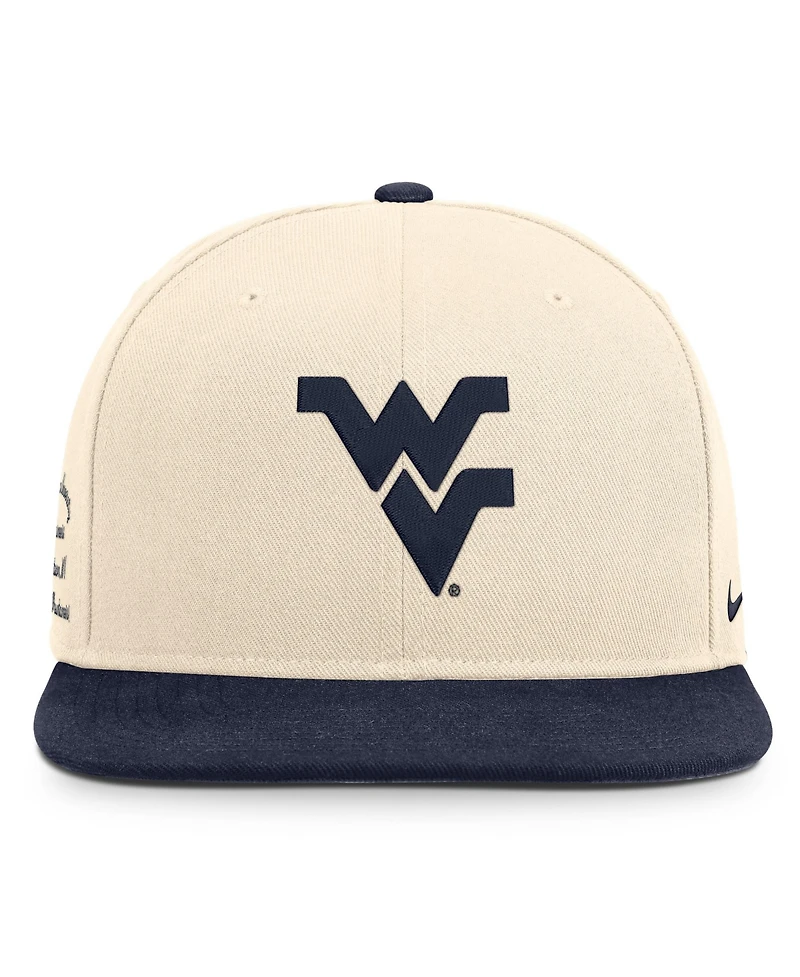 Nike Men's and Women's Natural/Navy West Virginia Mountaineers Campus Prep Snapback Hat