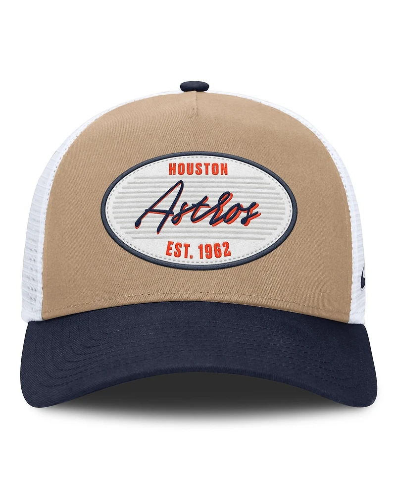 Men's Nike Khaki/Navy Houston Astros Rise A-Frame Trucker Adjustable Hat