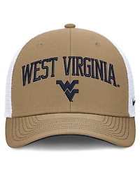 Nike Men's and Women's Beige/Navy West Virginia Mountaineers Primetime Arched Trucker Adjustable Hat