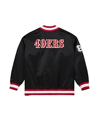Mitchell & Ness Men's Black San Francisco 49ers 80th Anniversary Heavyweight Satin Full-Snap Jacket