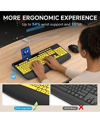 Lofree Wireless Ergonomic Wrist-Rest Keyboard and Mouse Combo for Computer/Phone/Tablet
