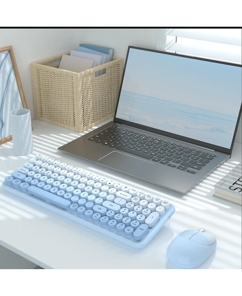Lofree Retro Typewriter Style Wireless Clicky Keyboard and Mouse Combo, Compatible with Windows macOS