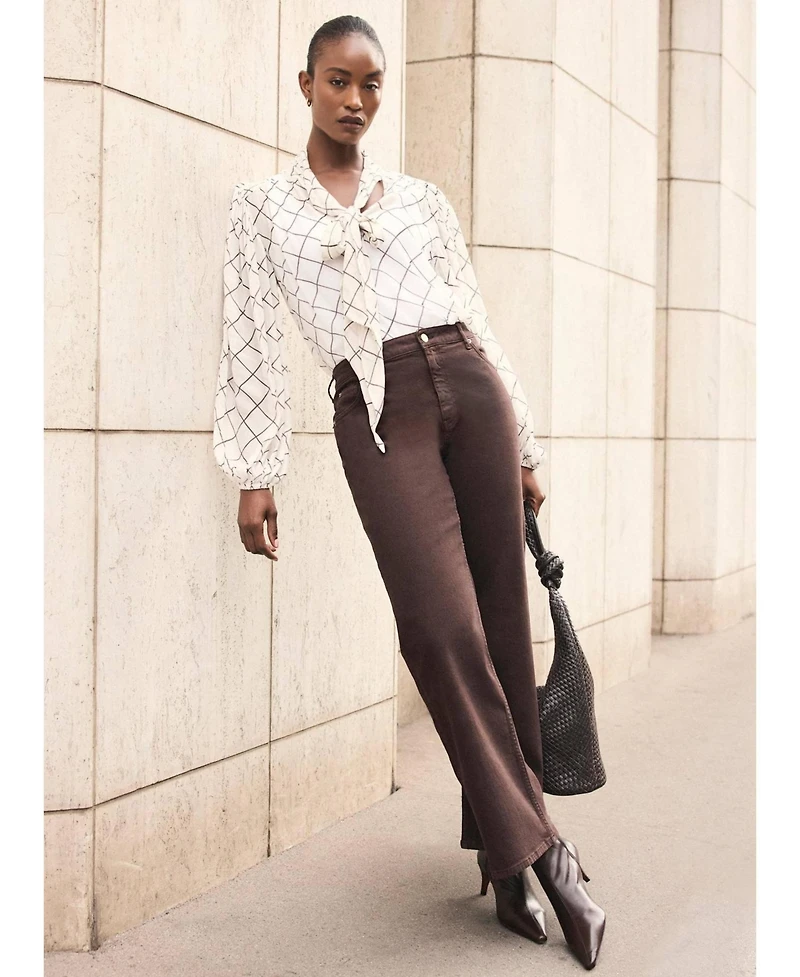Mint Velvet Women's Checked Bow Blouse