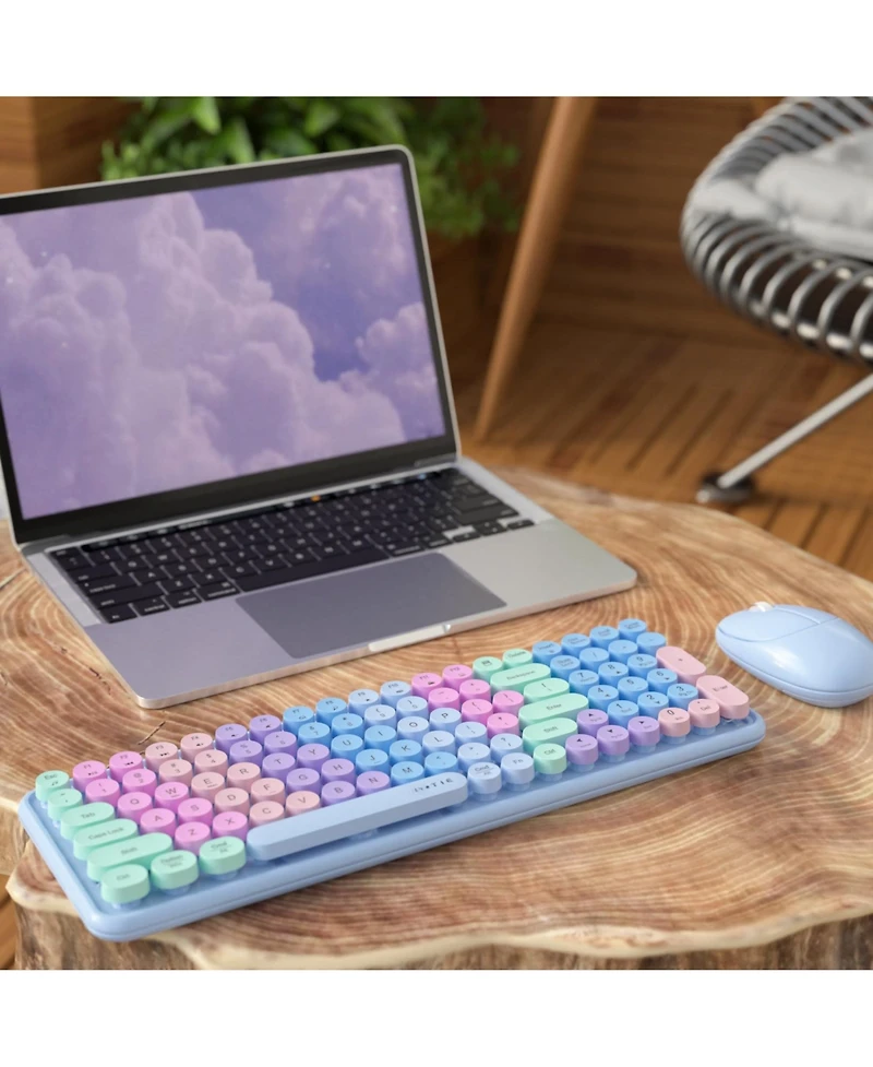 Lofree Retro Typewriter Style Wireless Clicky Keyboard and Mouse Combo Compatible with Windows and macOS