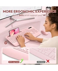 Lofree Wireless Ergonomic Wrist Rest Keyboard and Mouse Combo for Mobile Devices and Computers