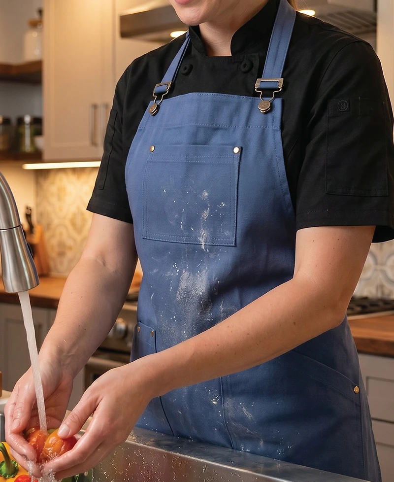 Cat Cora Heavyweight Cotton Canvas 28" Adjustable Kitchen Apron