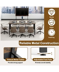 Sugift 71-Inch Rectangular Conference Table with Mesh Storage Shelf