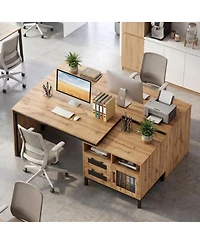 Sugift 71-Inch Computer Desk with Open Compartments and Drawers