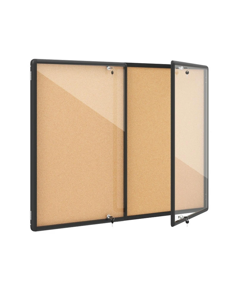 Sugift Enclosed Bulletin Board with Aluminum Frame and Felt Surface