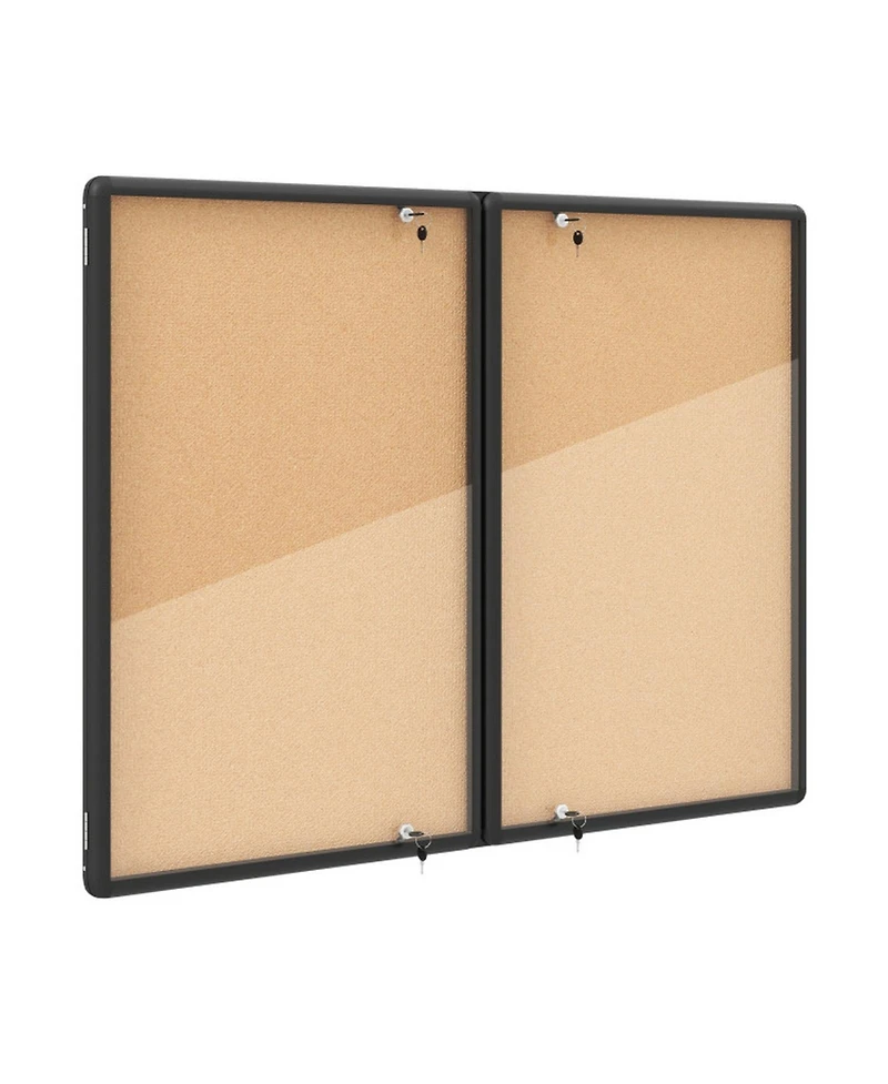 Sugift Enclosed Bulletin Board with Aluminum Frame and Felt Surface