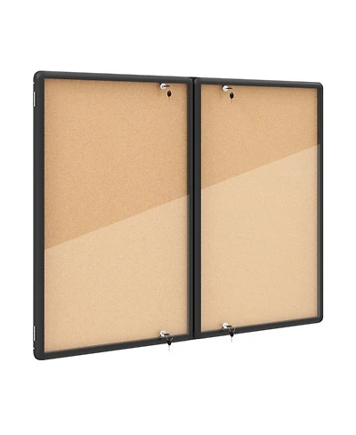 Sugift Enclosed Bulletin Board with Aluminum Frame and Felt Surface
