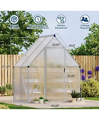 67x45x77 In Hard Anodized Aluminum Greenhouse, 6x4 Ft Sun Room with Reinforced Frame for Outdoor Garden Backyard Patio