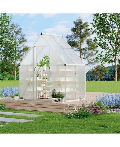67x45x77 In Hard Anodized Aluminum Greenhouse, 6x4 Ft Sun Room with Reinforced Frame for Outdoor Garden Backyard Patio