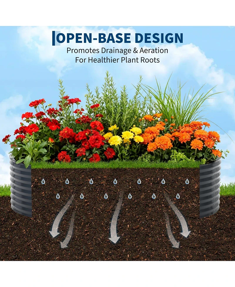 Oval Raised Garden Bed with Pvc Cover, Elevated Planter Box for Vegetables Herbs Patio Balcony, Green/Grey