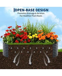 Oval Raised Garden Bed with Pvc Cover, Elevated Planter Box for Vegetables Herbs Patio Balcony, Green/Grey