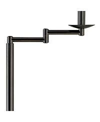 360 Lighting Modern Swing Arm Floor Lamp 60.5" Tall Bronze White Hardback Tapered Drum Shade for Living Room Reading Bedroom Office
