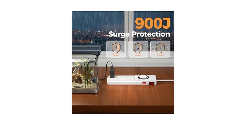 Tessan Power Strip with Usb Charging with 4 Feet for Home, Office and Travel
