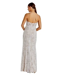 Mac Duggal Women's Beaded Applique Strapless Bustier Gown