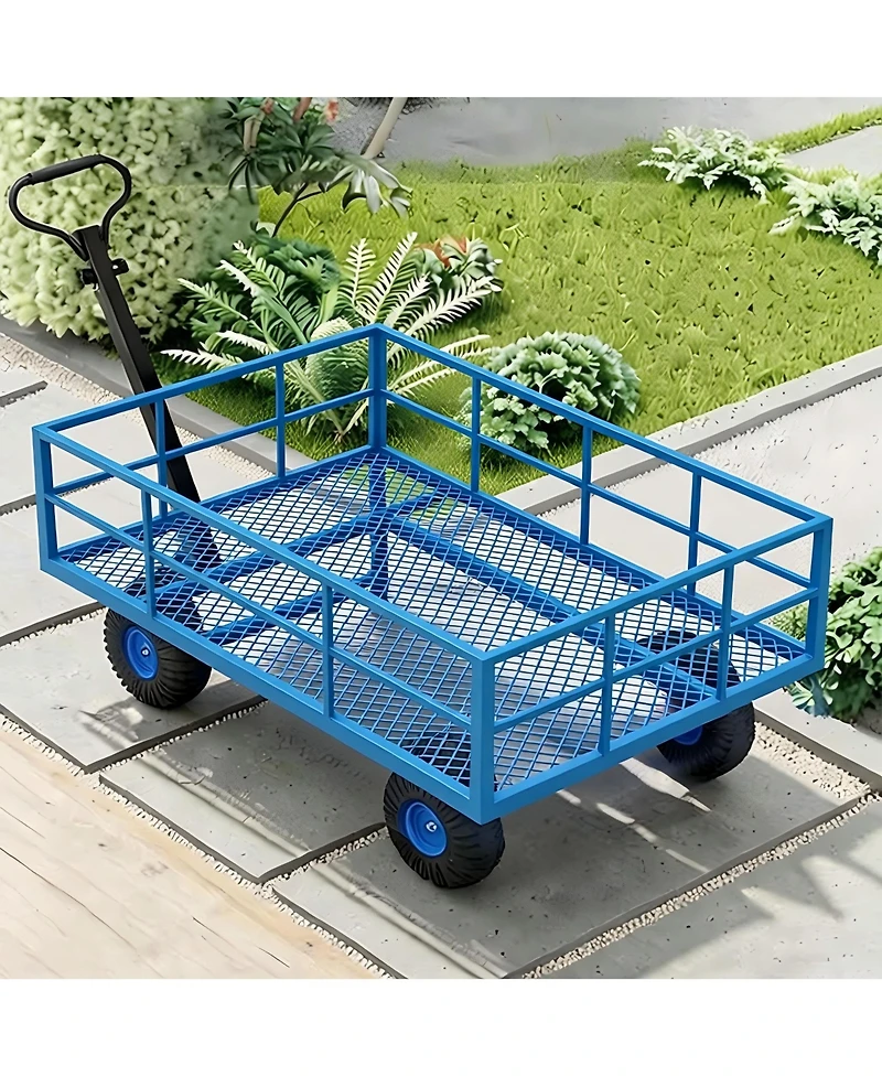 S/M/L/Xl Steel Garden Wheelbarrow, Heavy Duty Utility Cart with 500/900/1200/1400 lbs Capacity for Lawn Farm Garden, 7 Colors