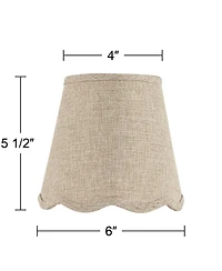 Springcrest 4" Top x 6" Bottom x 5 1/2" High x 5 1/2" Slant Lamp Shade Replacement Fawn Empire Scallop Bottom Candle Clip Candelabra