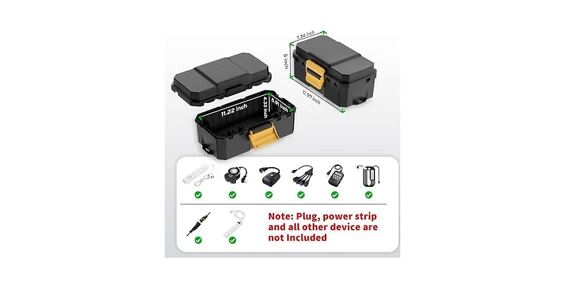 Tessan IP54 Outdoor Waterproof Electrical Connection Box, Large 6-Port Extension Cord Cover for Power Strips, Plugs, Timers & Holiday Lights, Black